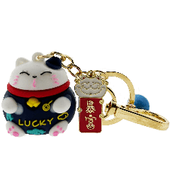 Emro Keychain Lucky Cat with Bell - Blue