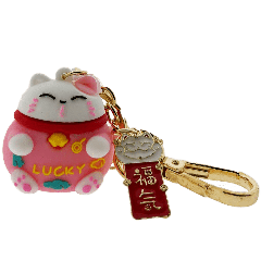 Emro Sleutelhanger Gelukskat met Bel - Roze