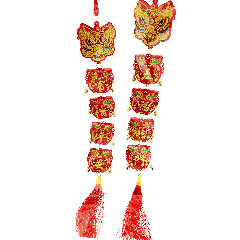 Oriental Lion Awakening Apple Blessing Pendant 8x71cm