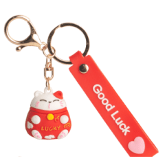 Sleutelhanger Gelukskat Rood
