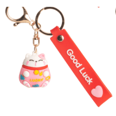 Sleutelhanger Gelukskat Roze